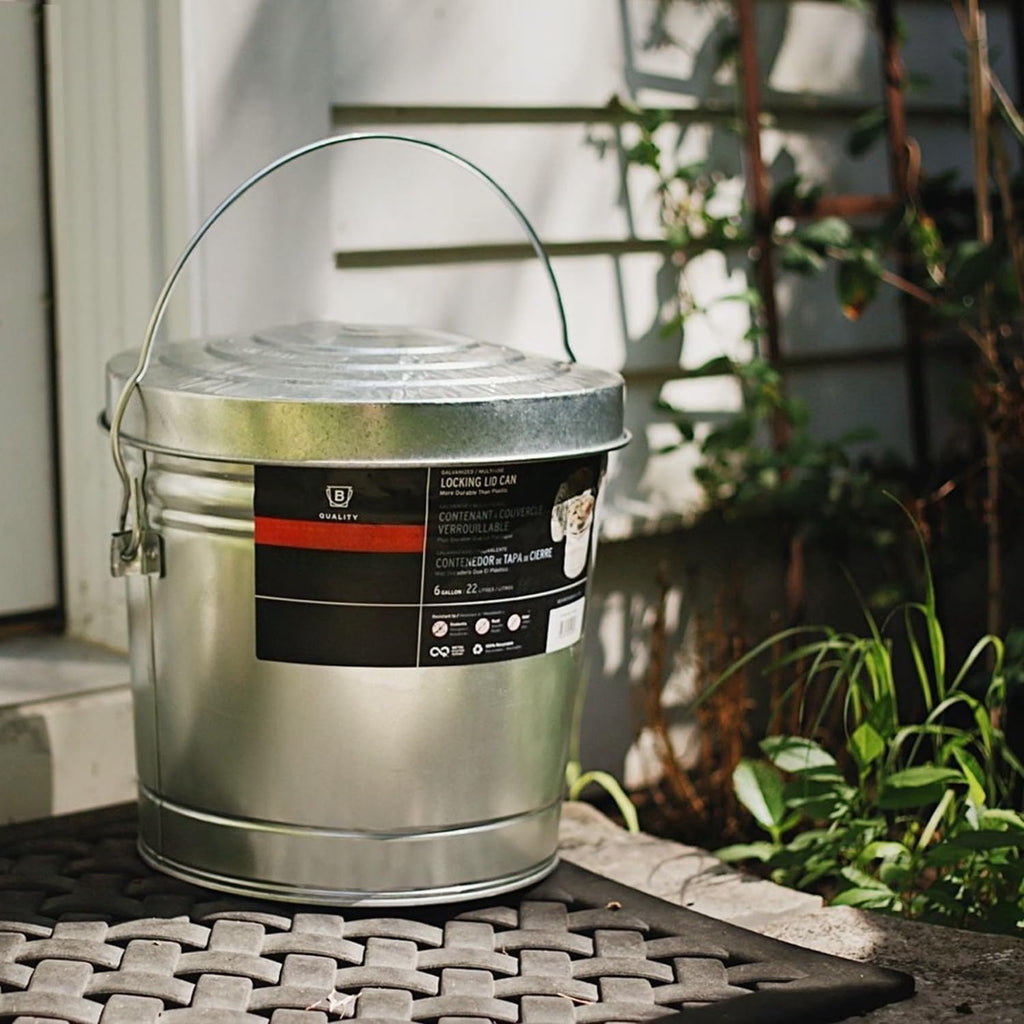 Galvanized Steel Locking Lid Storage Can 6-Gallon N97954