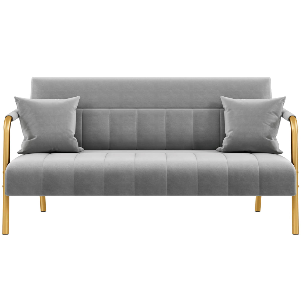 Light Gray 2 Seater Sofa with Gold-Tone Legs B68725