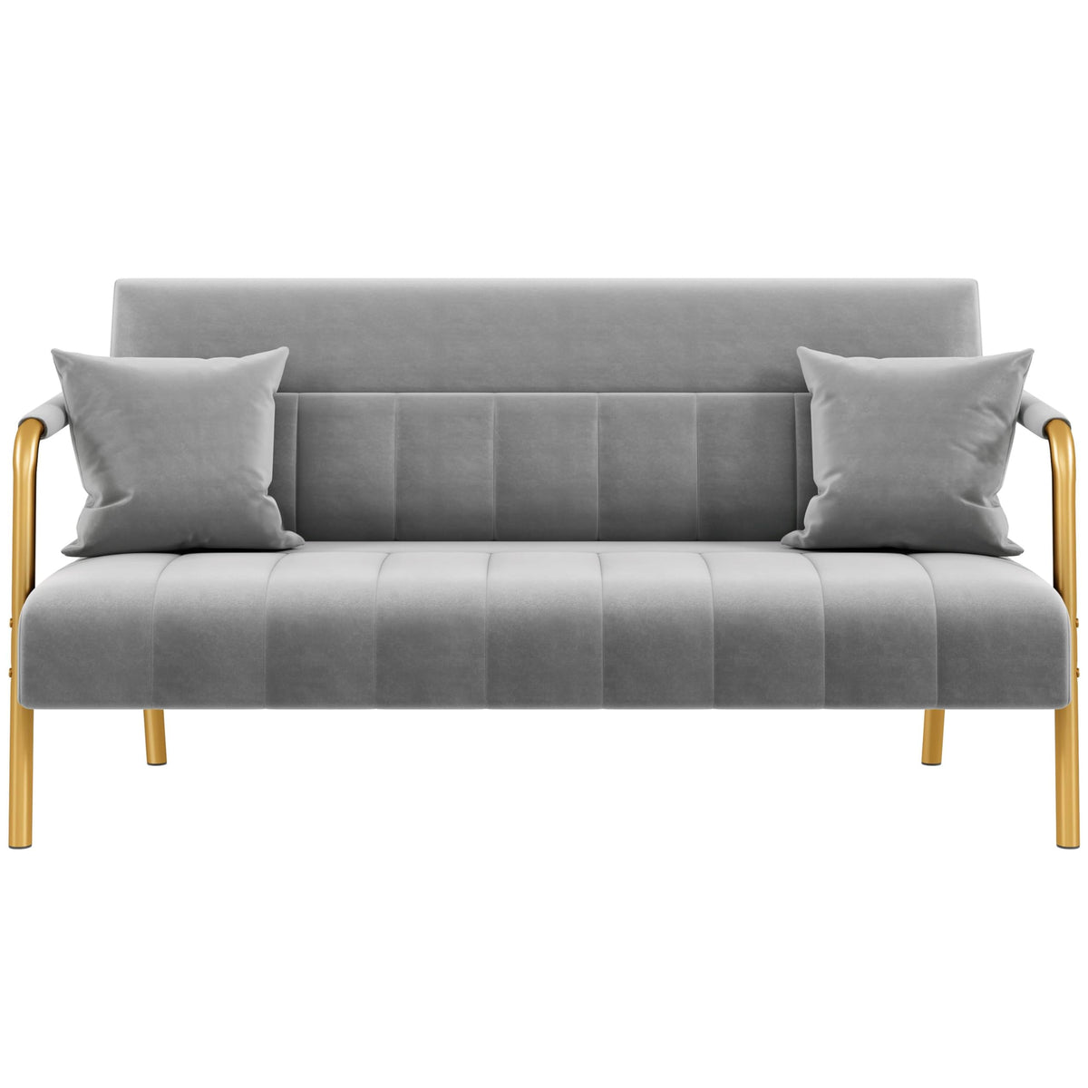 Light Gray 2 Seater Sofa with Gold-Tone Legs B68725