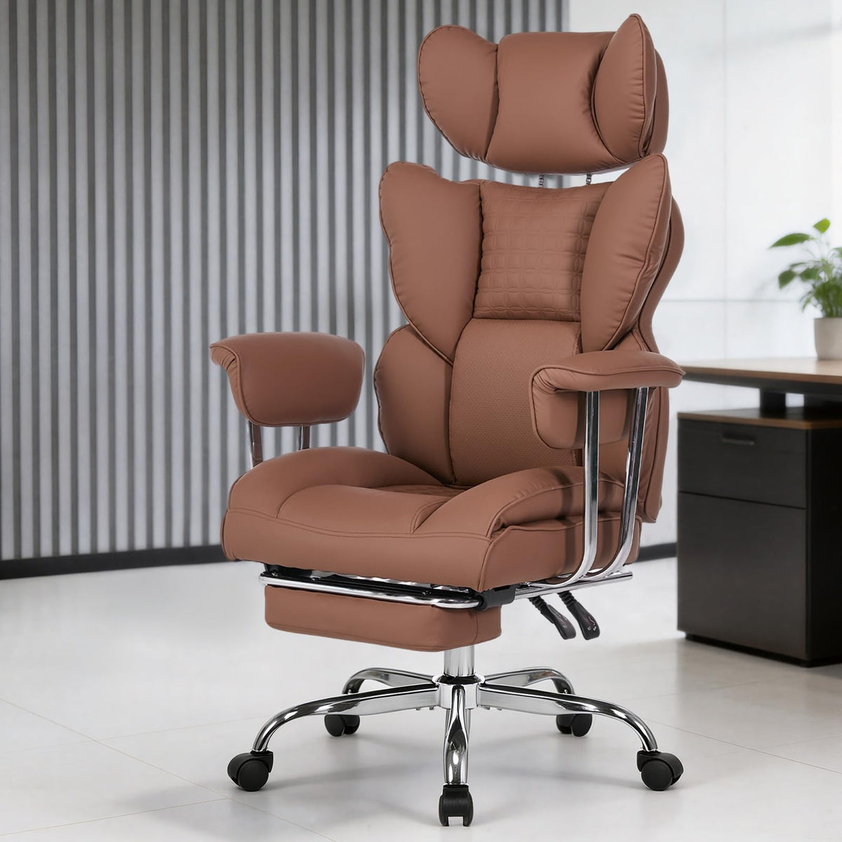 Big and Tall Home Office Desk Chair with Footrest K8842