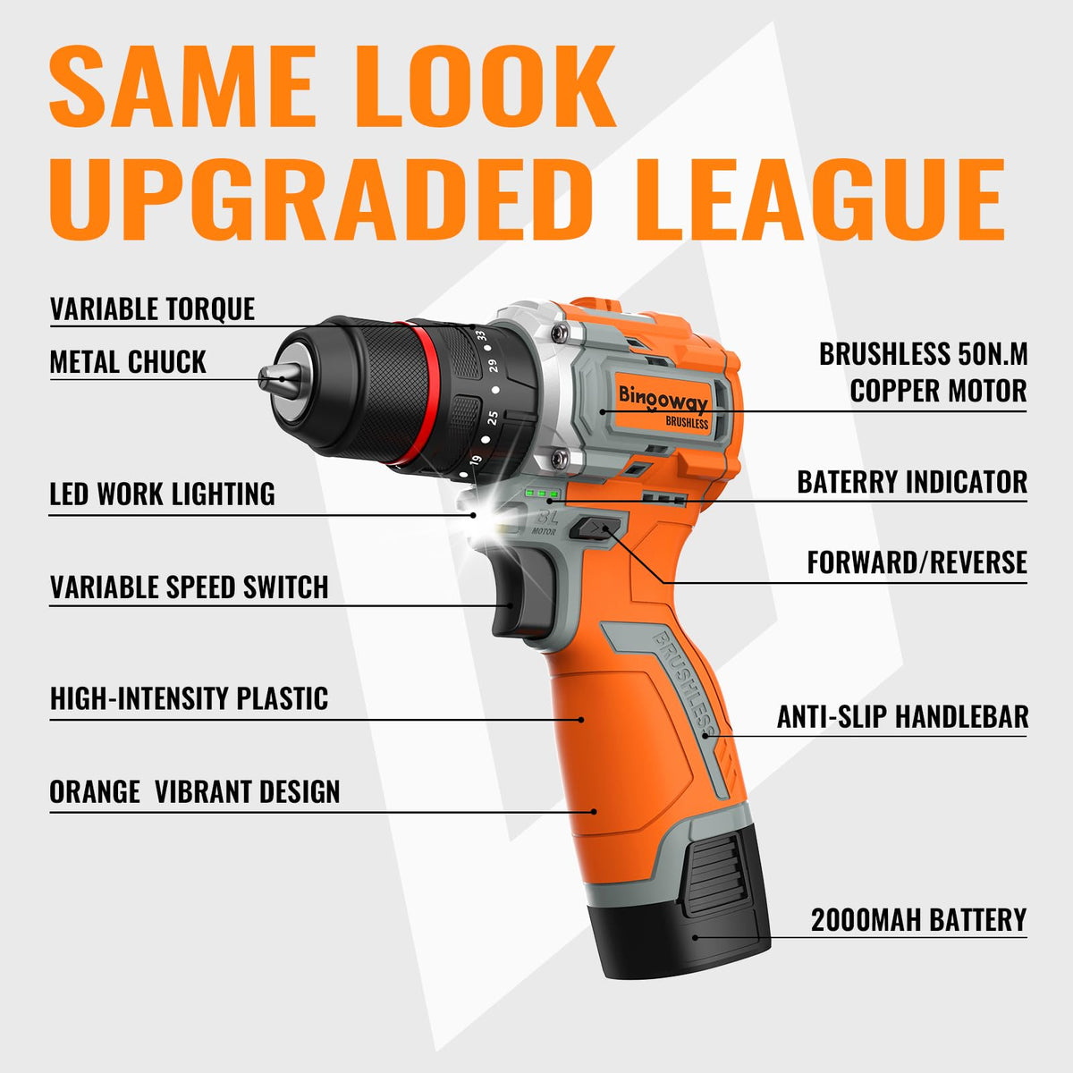16.8V Brushless Cordless Drill Set with 2 Batteries W63967