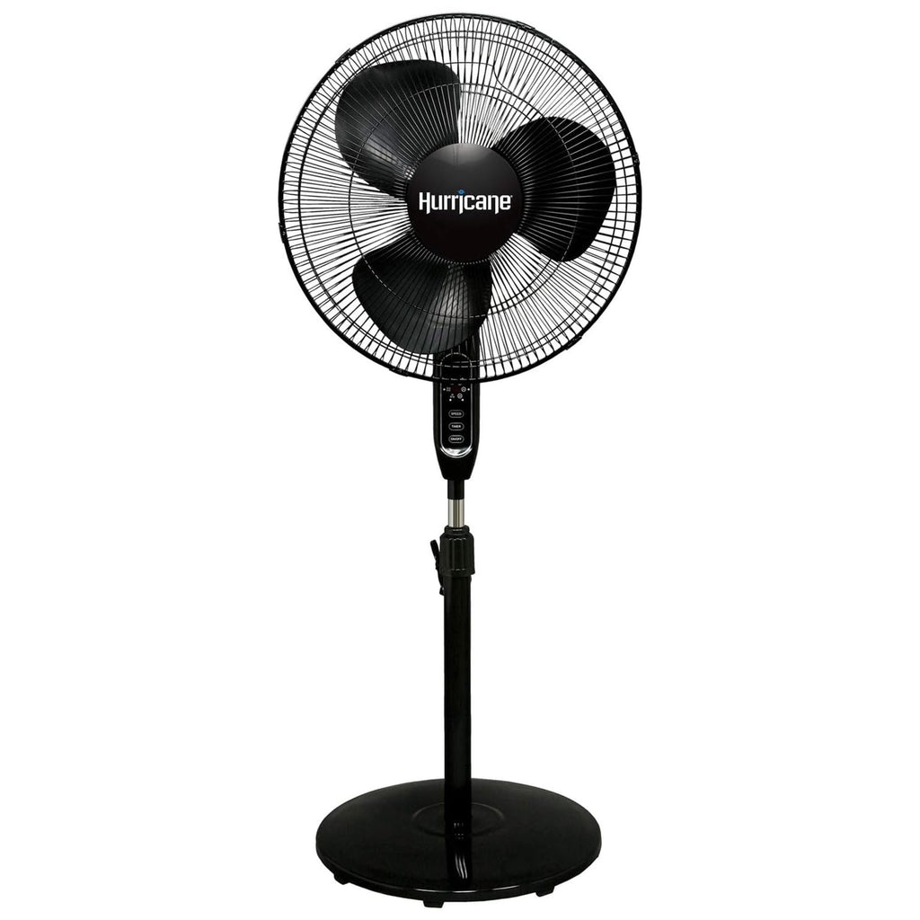 Black 16" Oscillating Pedestal Stand Fan with Remote Control J336052