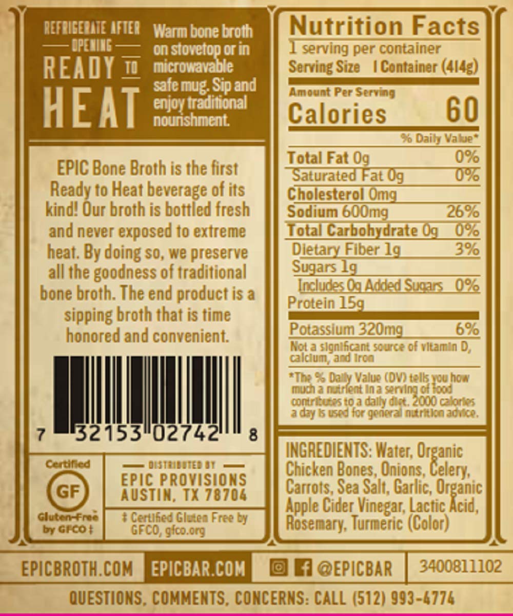 Homestyle Savory Chicken Bone Broth 14 oz. 3 Pack J592