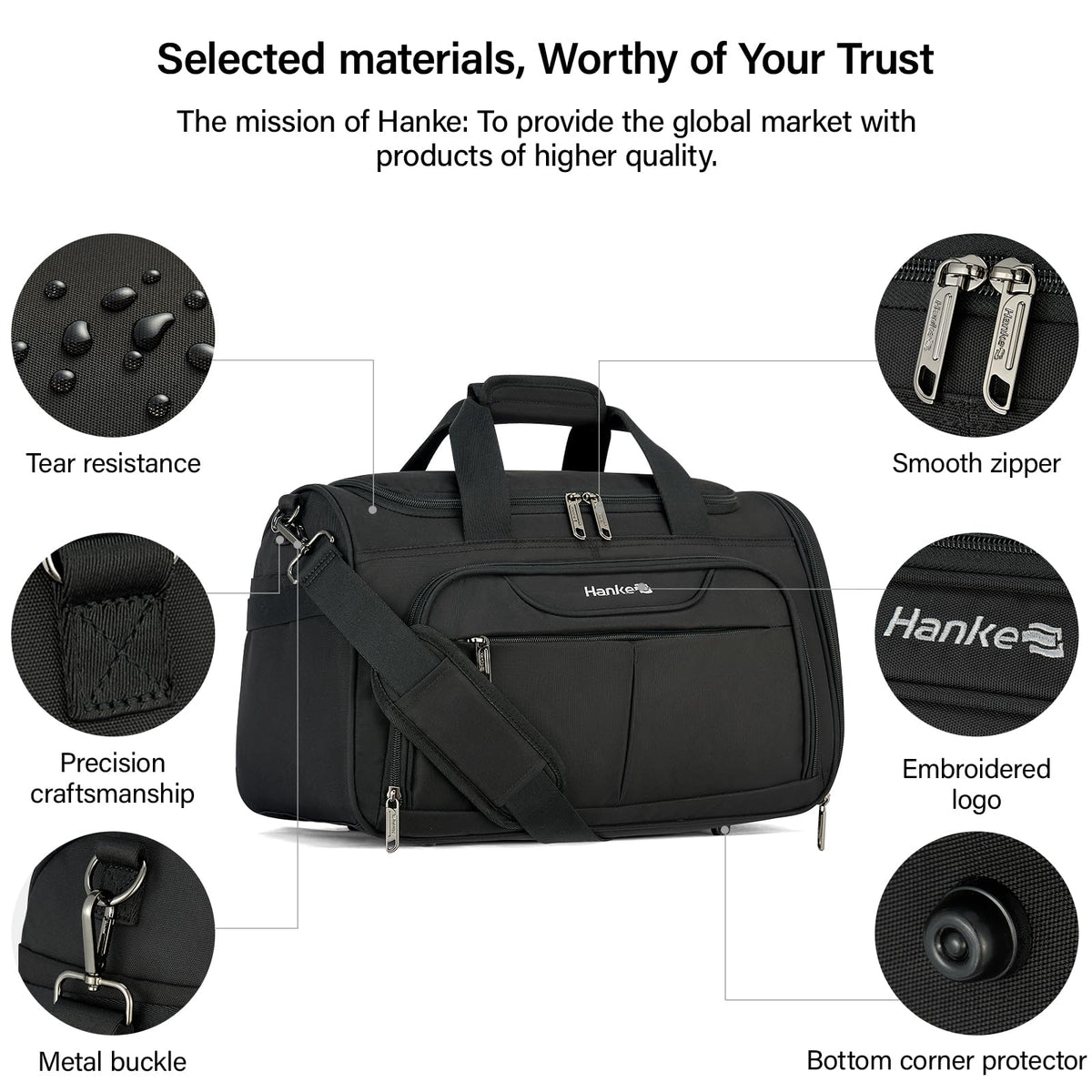 Black Lightweight Water Resistant Foldable Travel Duffel Bag P70116