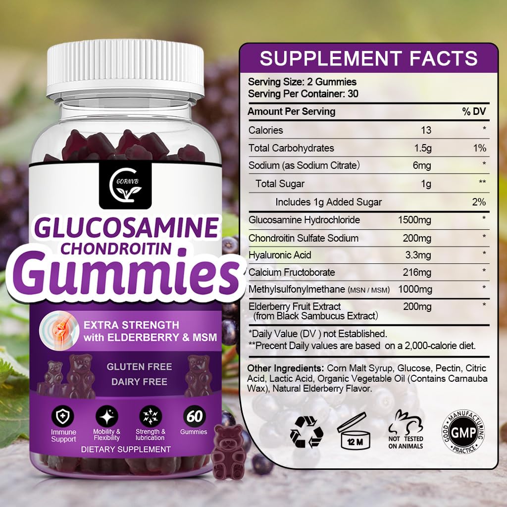 Glucosamine Chondroitin Gummies with MSM & Elderberry 2 Pack S75363