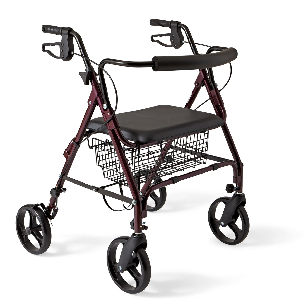 Burgundy Aluminum Bariatric Rollator Walker with Seat N74399