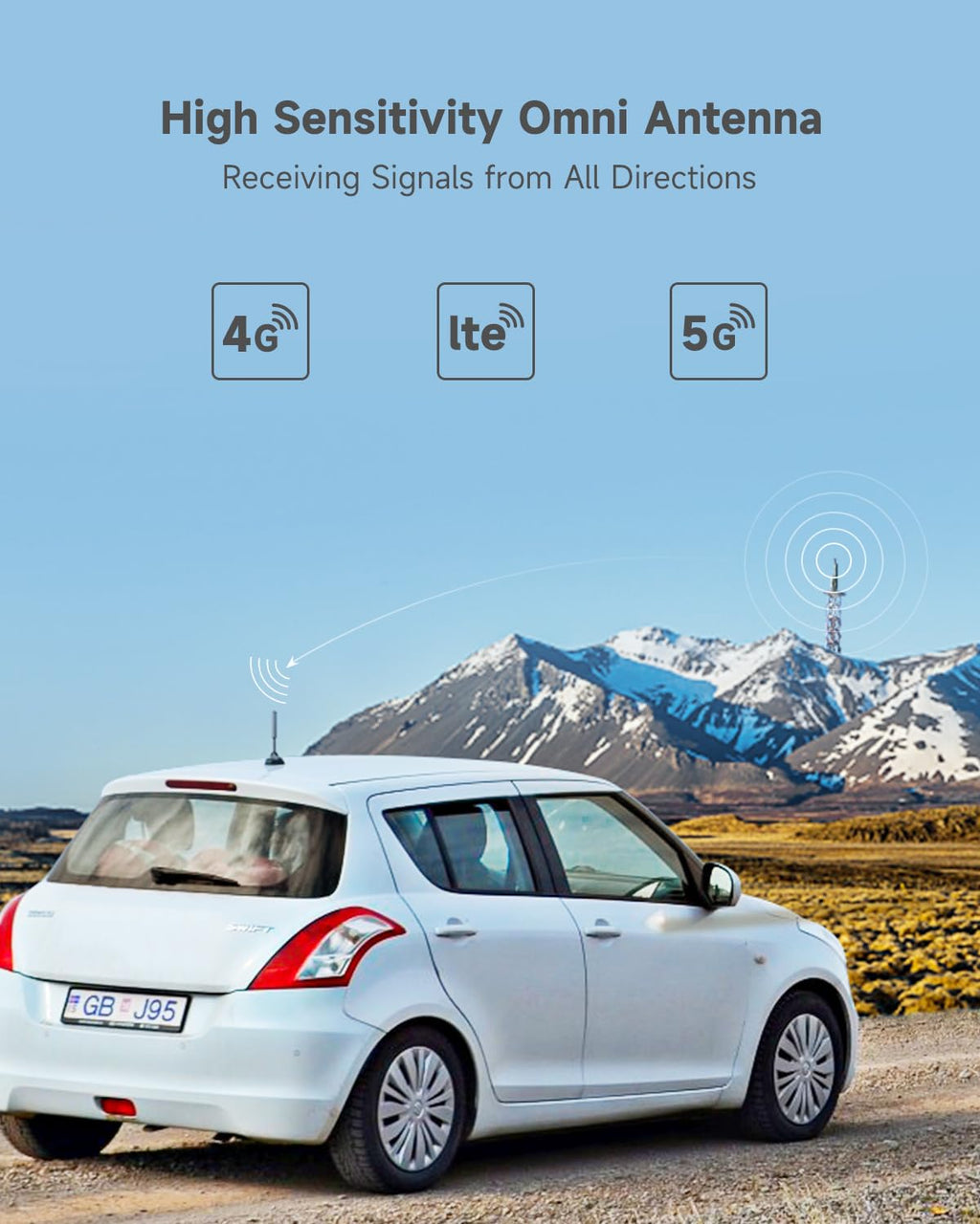Vehicle Cell Phone Signal Booster with Omni-Directional Roof Antenna Grey A65449