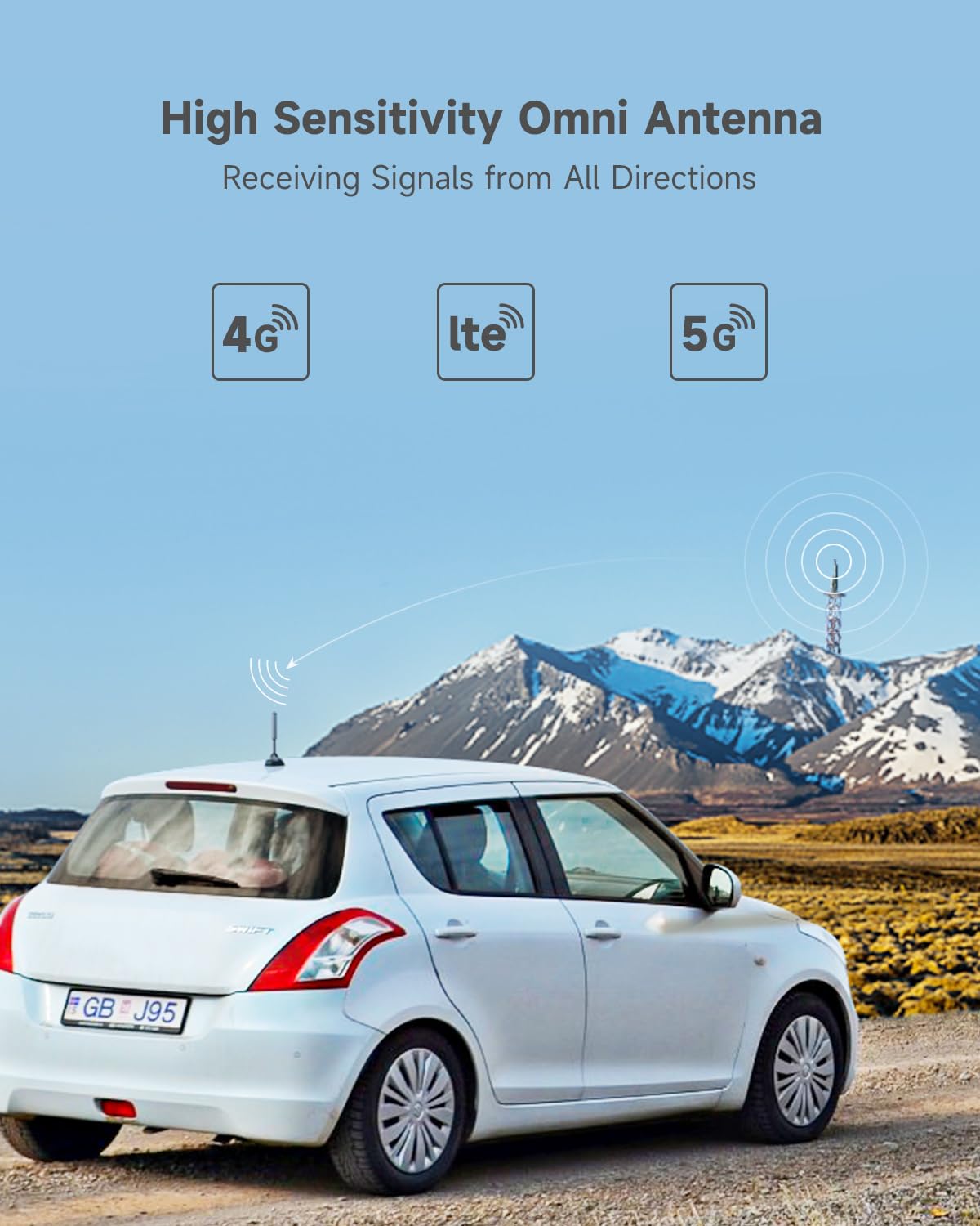 Vehicle Cell Phone Signal Booster with Omni-Directional Roof Antenna Grey A65449