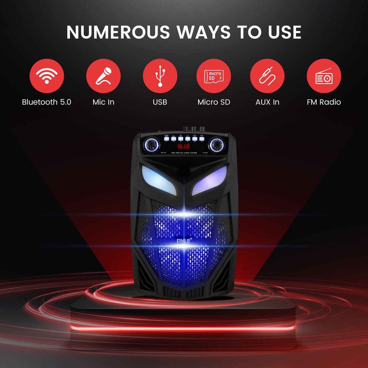 Portable Bluetooth PA Speaker System 600W 10” with 2 Wireless Microphones B82184