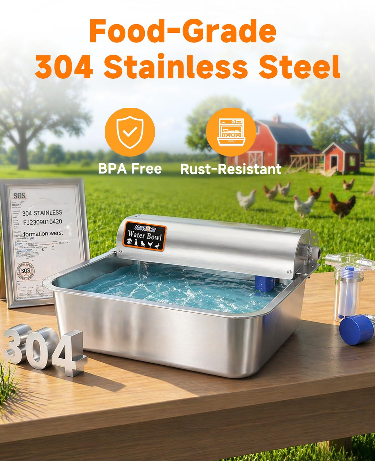 Automatic Chicken Waterer 304 Stainless Steel P645616