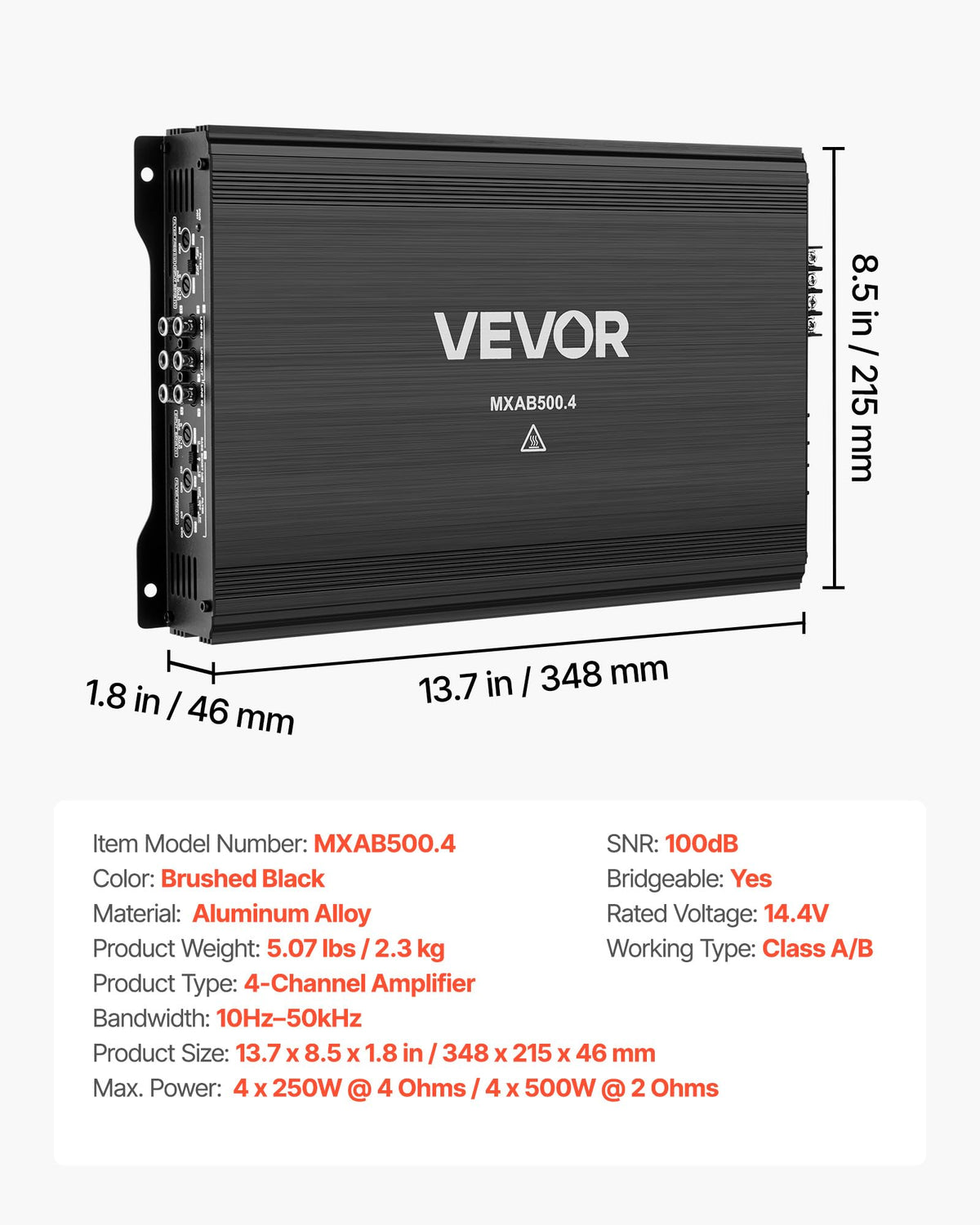 4 Channel Bridgeable Class A/B Car Audio Amplifier Q77367