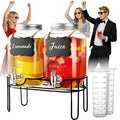 1 Gallon Glass Drink Dispenser 2 Pack with Fruit Infuser and Stand N6511