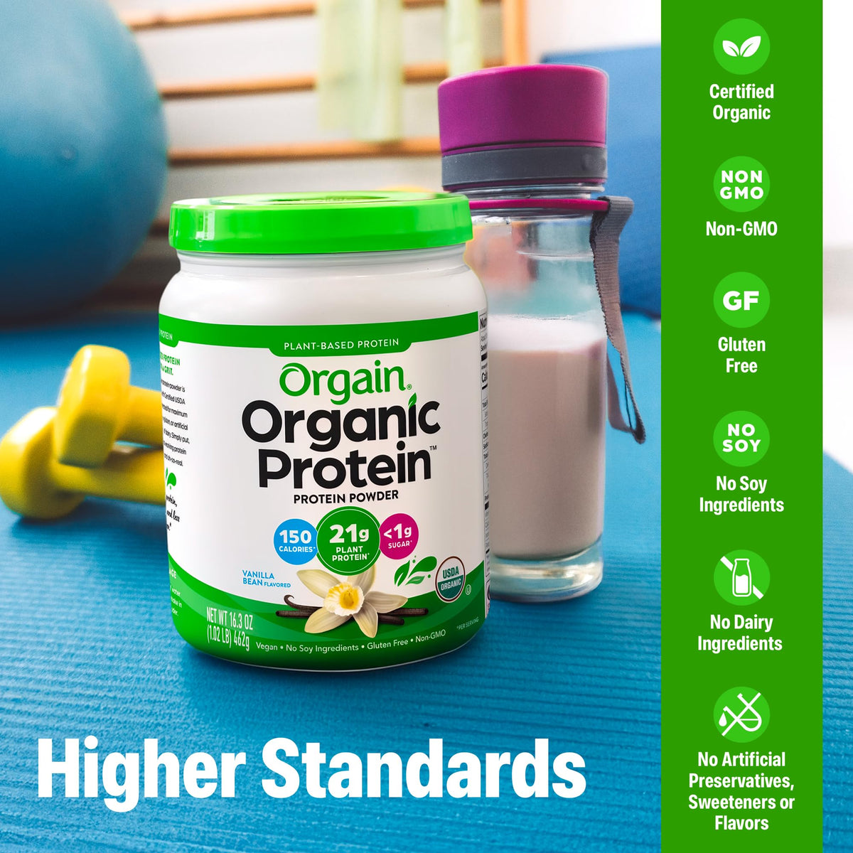 Organic Vegan 21g Protein Powder Vanilla Bean 1.02 lb U1224