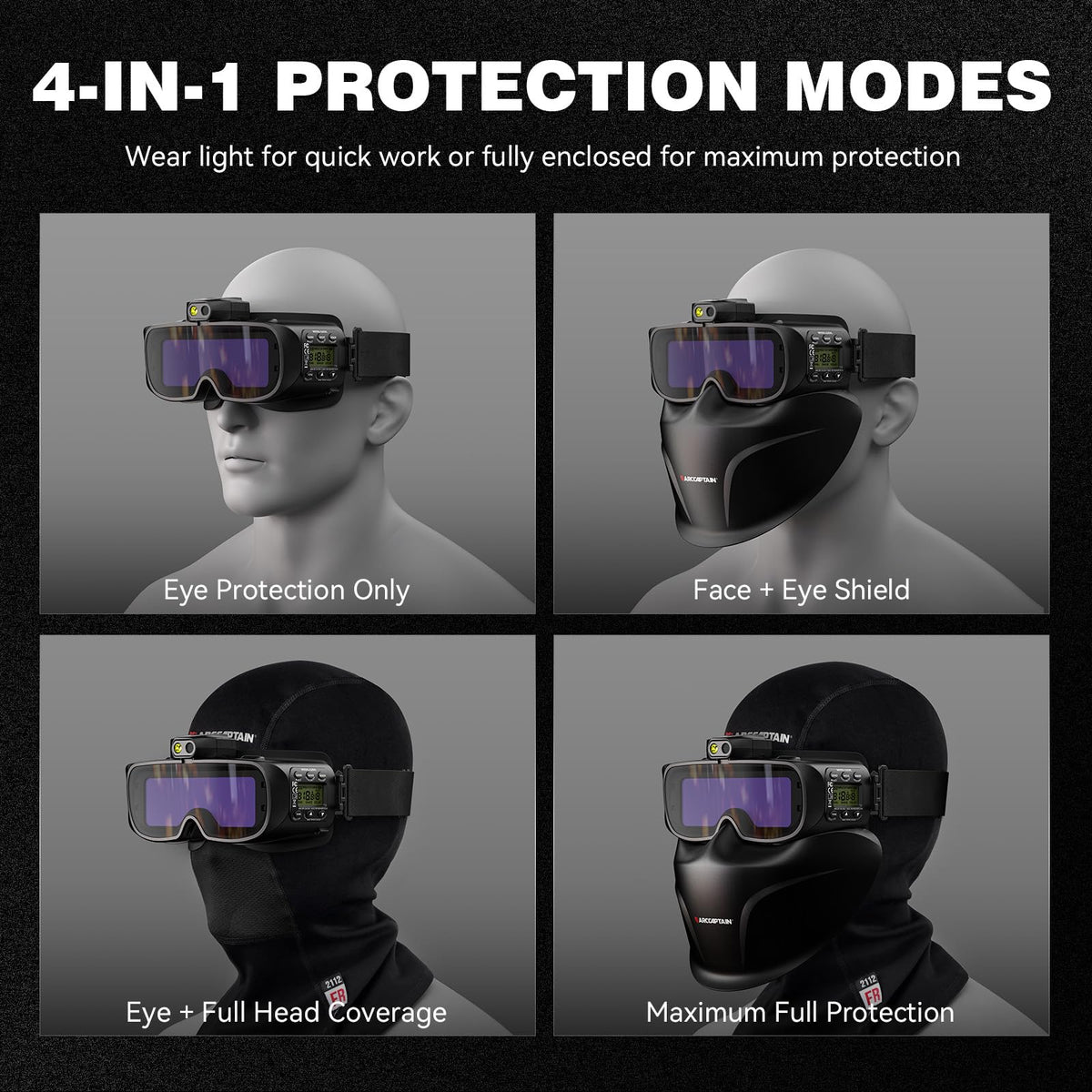 Auto-Darkening Welding Goggles Kit with LED Light I266197