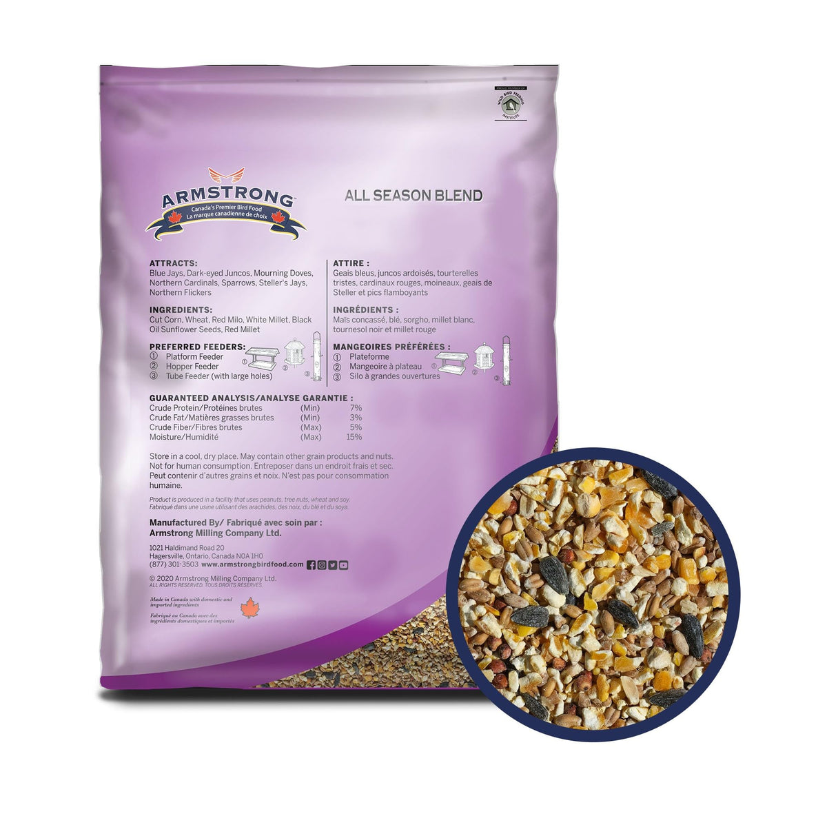 20 Pounds Bird Seed Blend with Cut Corn, Wheat, White & Red Millet, Black Oil Sunflower Seeds T2660