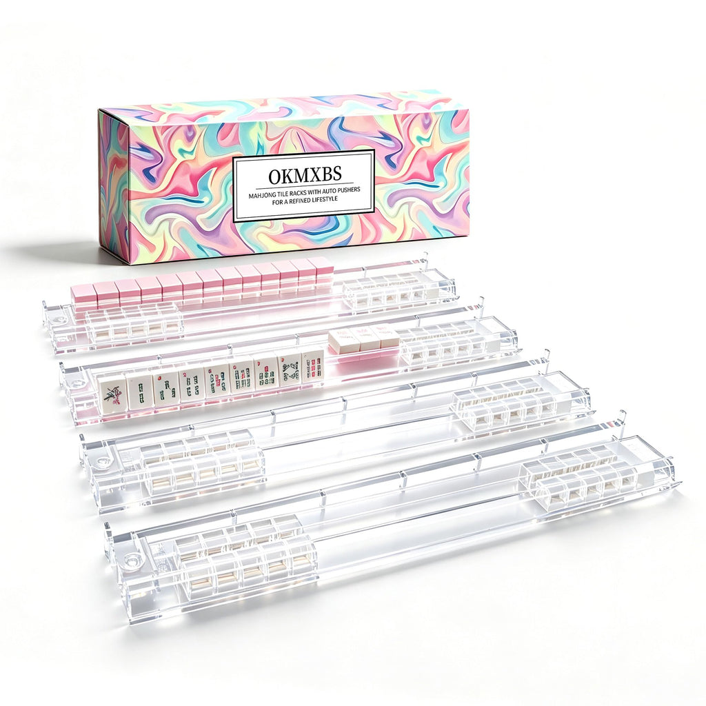 Set of 4 Clear Acrylic Mahjong Racks with Pushers L2658