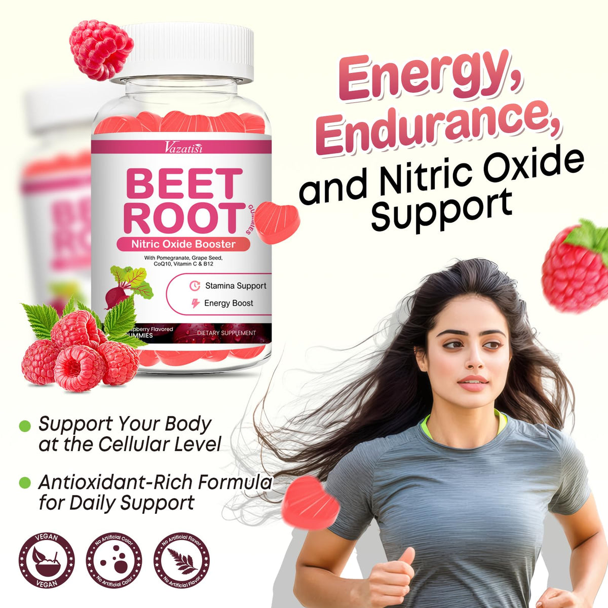 Beet Root Gummies with Coq 10, Grape Seed, Pomegranate, 60 Chews K458