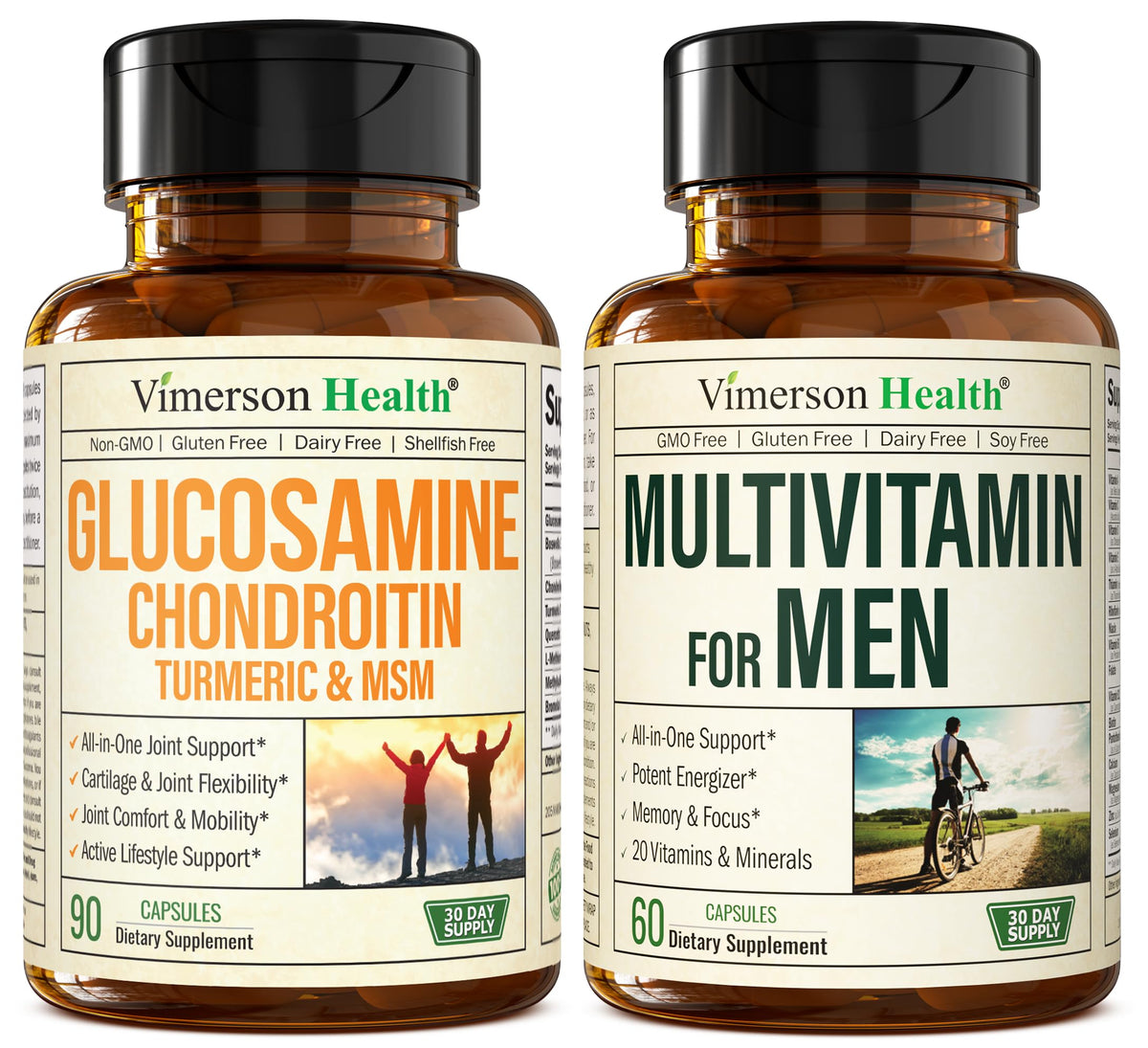 Glucosamine Chondroitin Turmeric MSM Men's Multivitamin Supplement Bundle P550