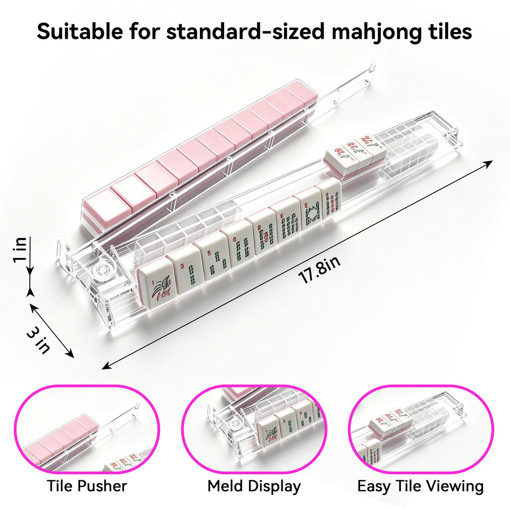 Set of 4 Clear Acrylic Mahjong Racks with Pushers L2658