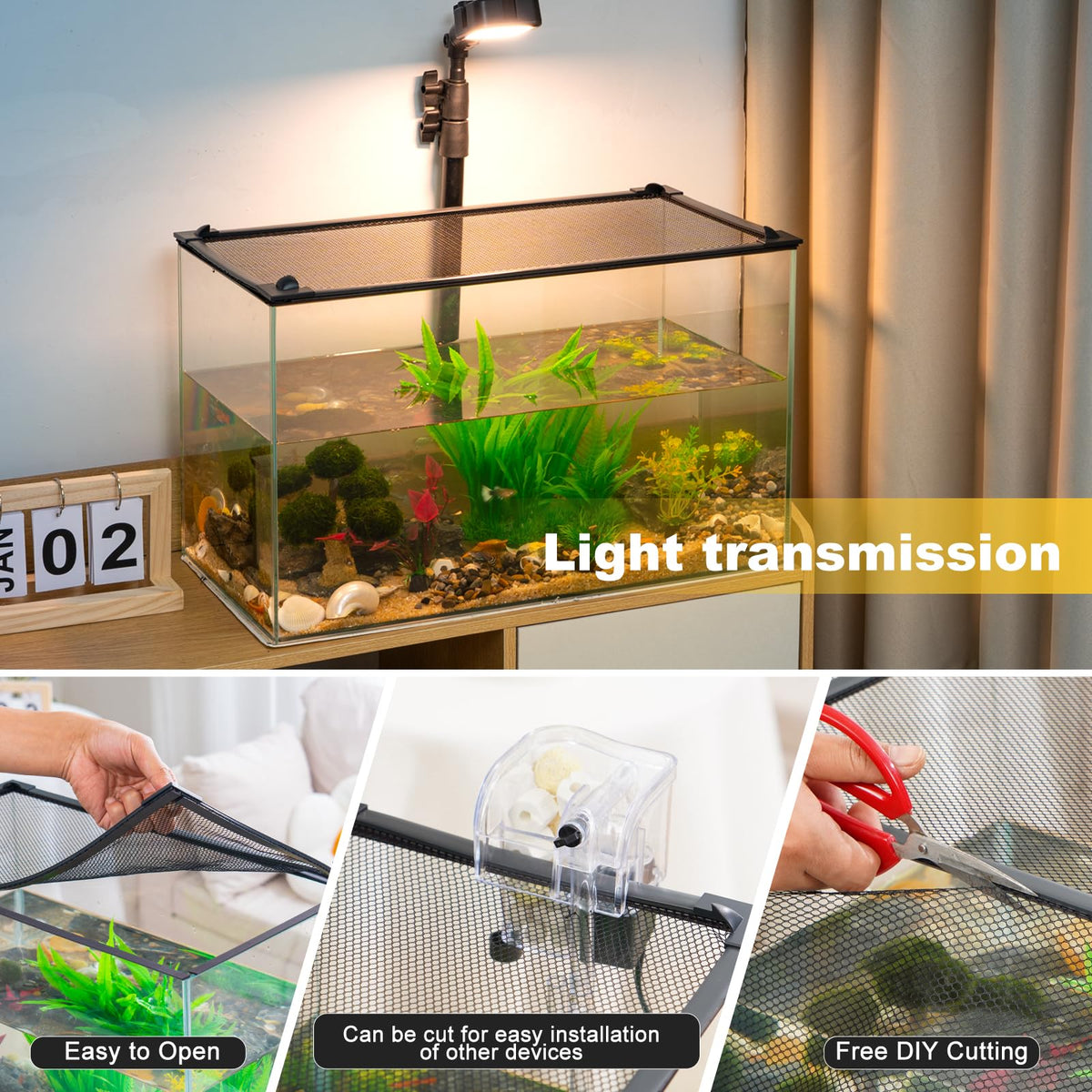 Magnetic Aquarium Lid Anti-Jumping Net Cover F1960