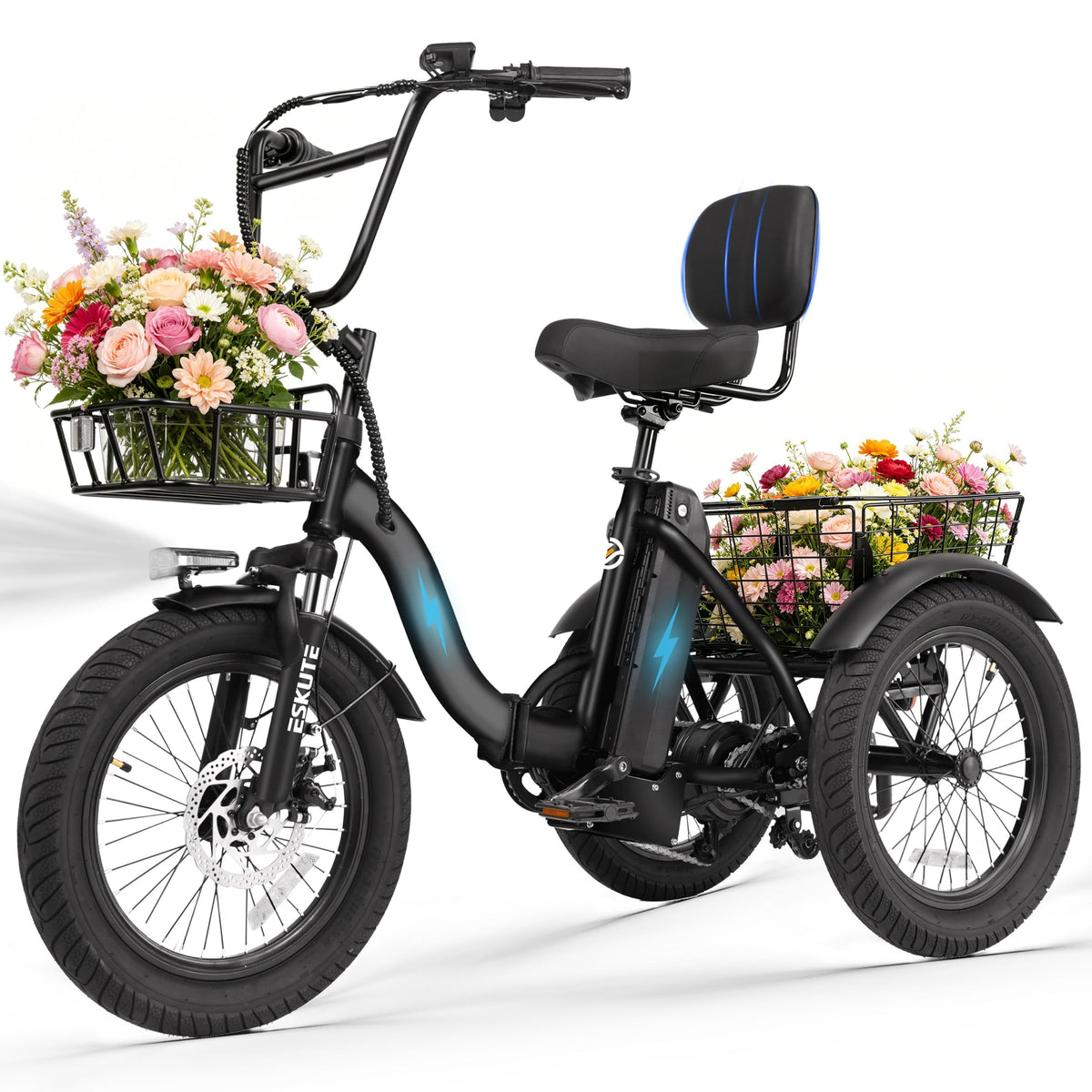 Electric Tricycle for Adults, 1200W Folding E-Trike, 48V 13Ah Battery, 18" Fat Tire 3-Wheel Electric Bike N976