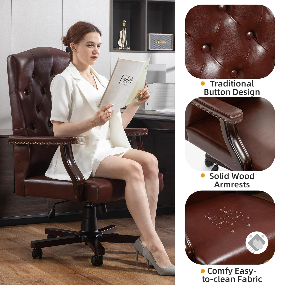 Brown Faux Leather High Back Executive Office Chair O620541
