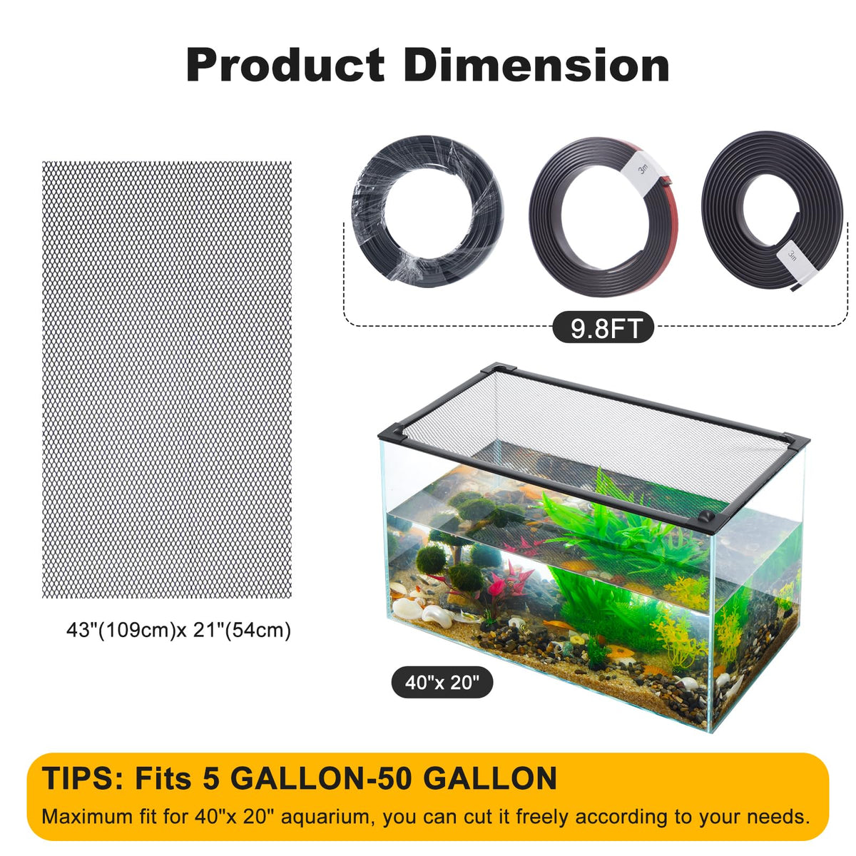 Magnetic Aquarium Lid Anti-Jumping Net Cover F1960