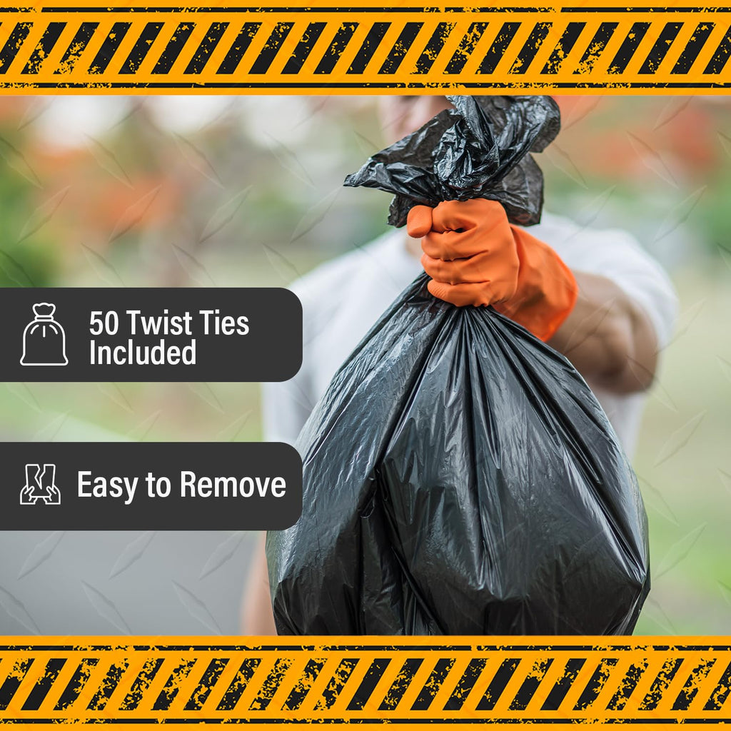 55 Gallon Heavy Duty 3 Mil Black Trash Bags 50 Ct N568
