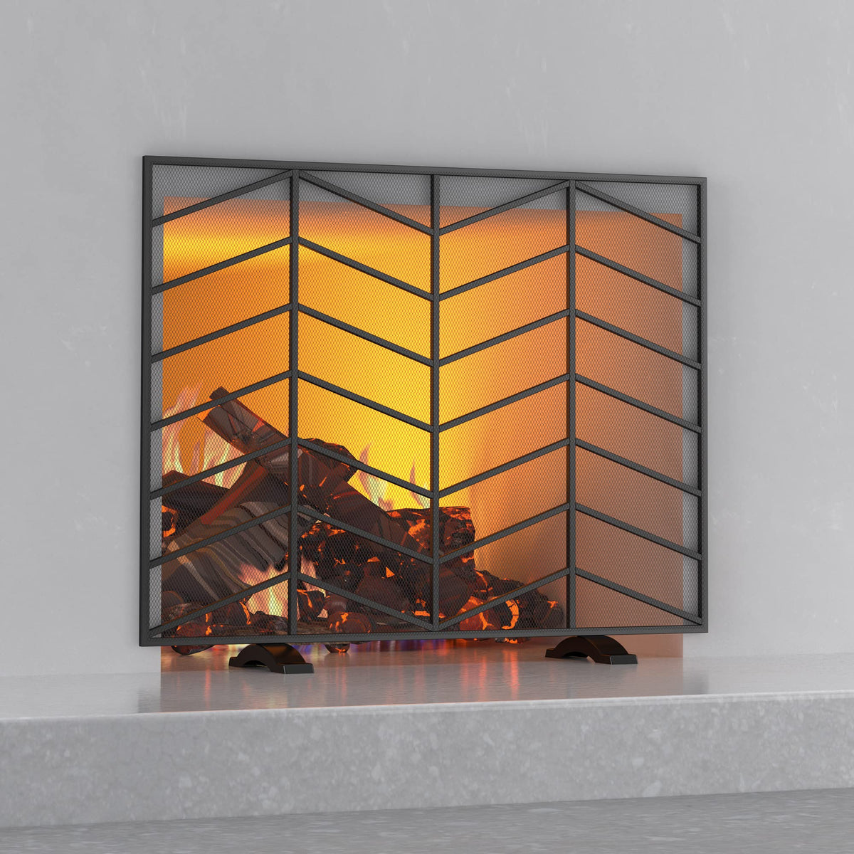 Iron Chevron Fireplace Screen T366200