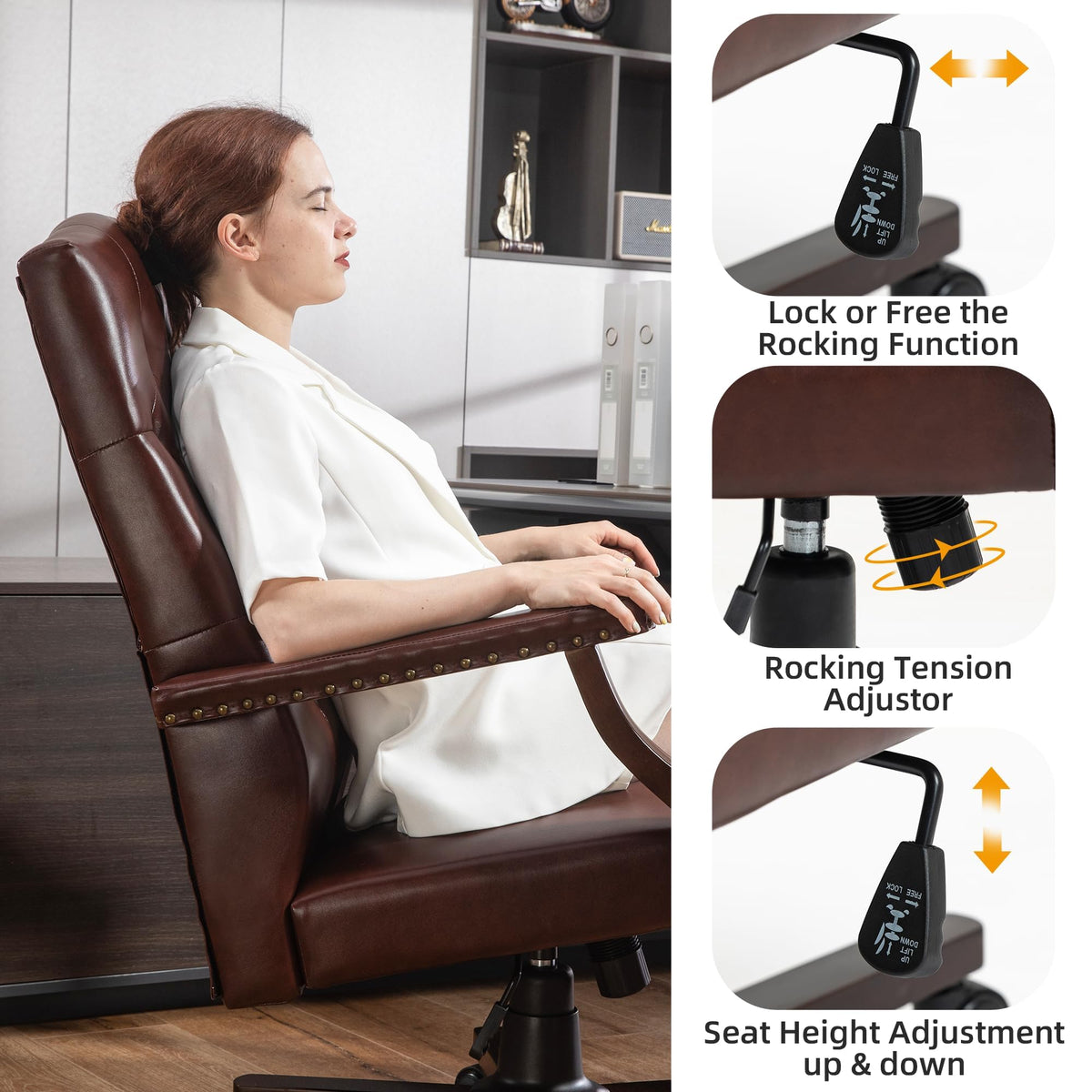 Brown Faux Leather High Back Executive Office Chair O620541