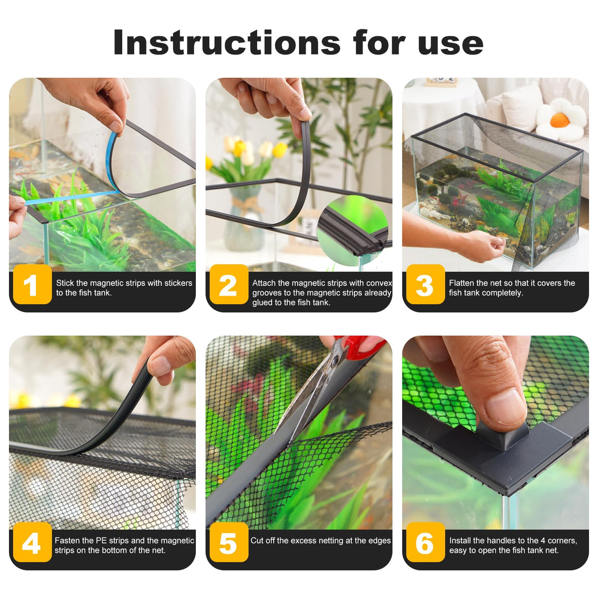 Magnetic Aquarium Lid Anti-Jumping Net Cover F1960
