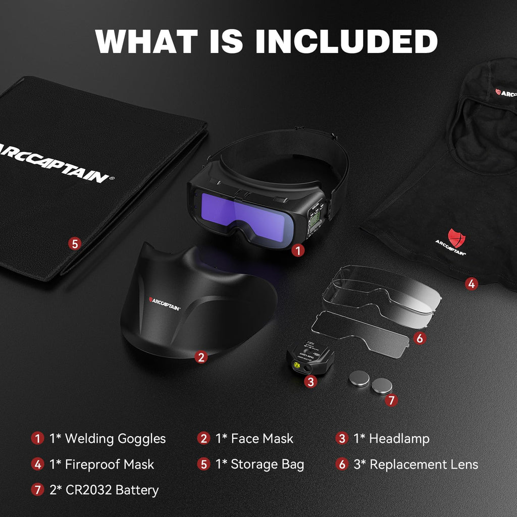 Auto-Darkening Welding Goggles Kit with LED Light I266197