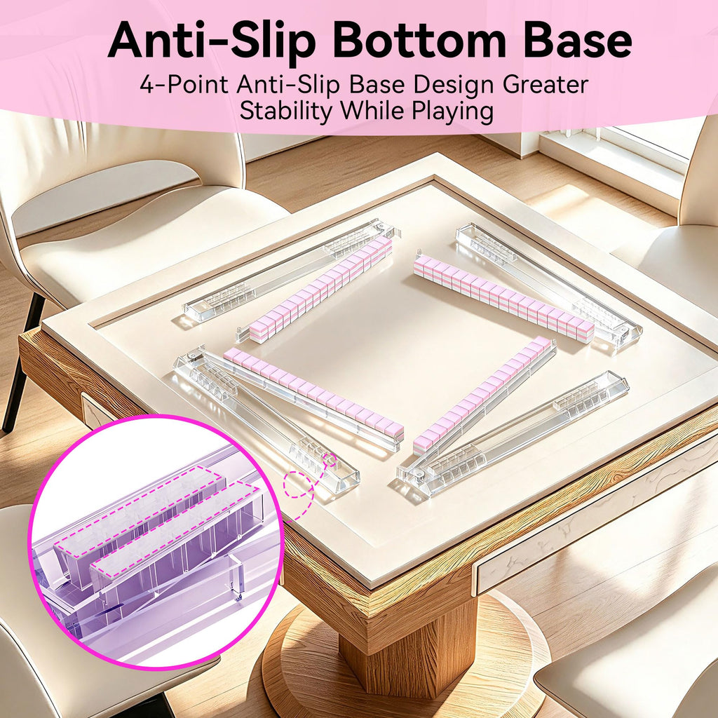 Set of 4 Clear Acrylic Mahjong Racks with Pushers L2658