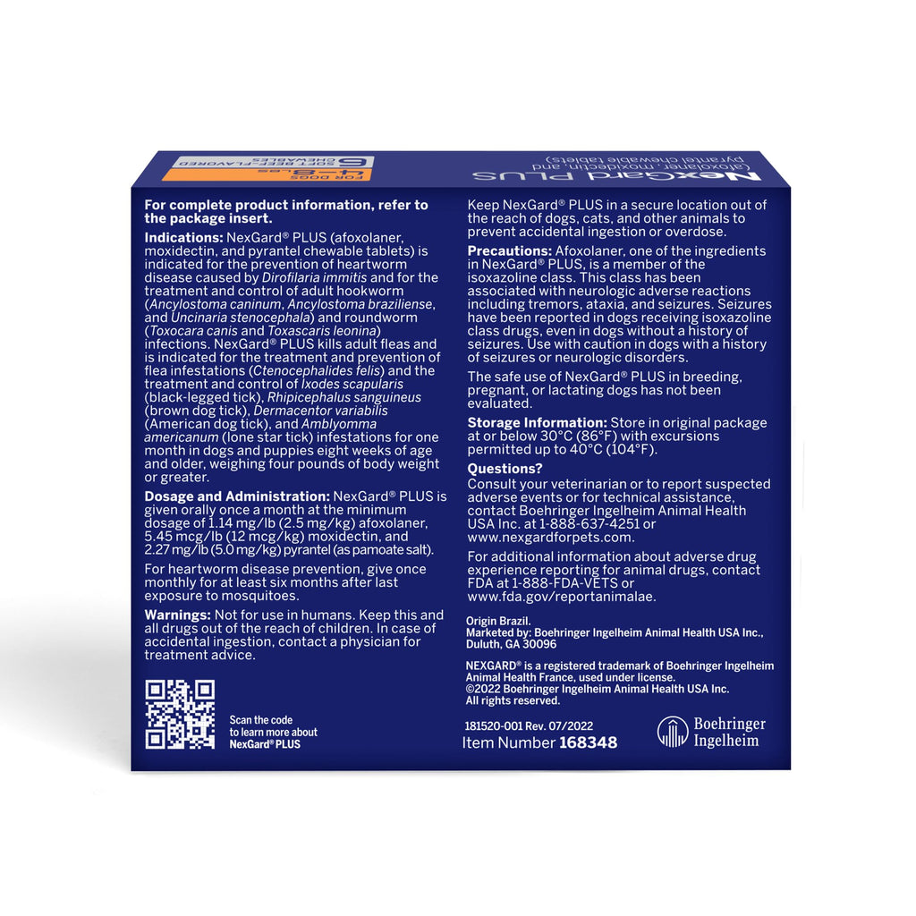 Flea and Tick Heartworm Preventive Soft Chewables for Dogs 4-8 lbs 6 Chews V20556