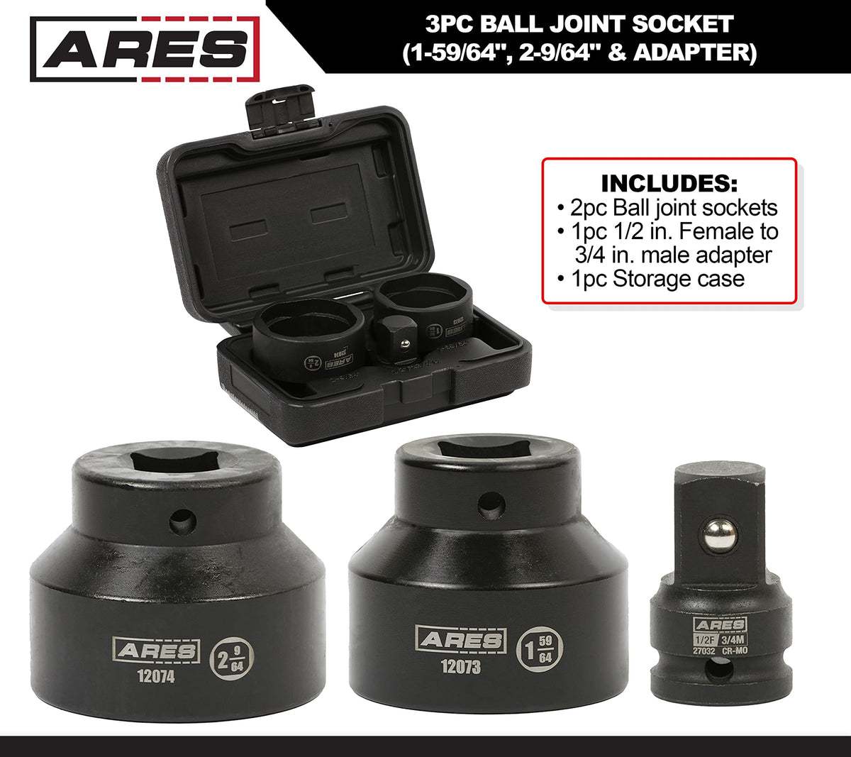 3-Piece Ball Joint Socket Set 3/4-Inch Drive W633347