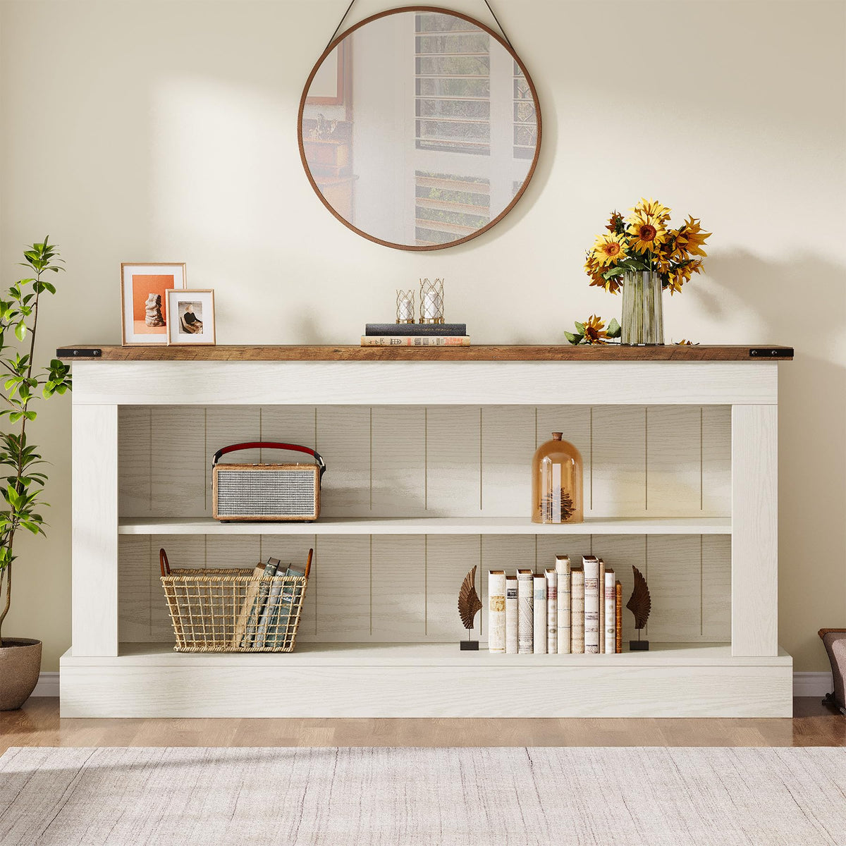 63" 3-Tier Console Table with Storage Shelves K18600