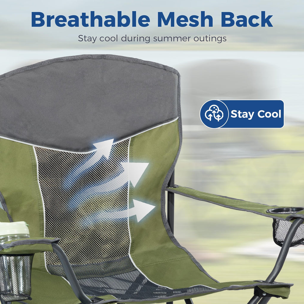 Oversized XL Camping Chair 2-Pack with Mesh Back, Green R35733