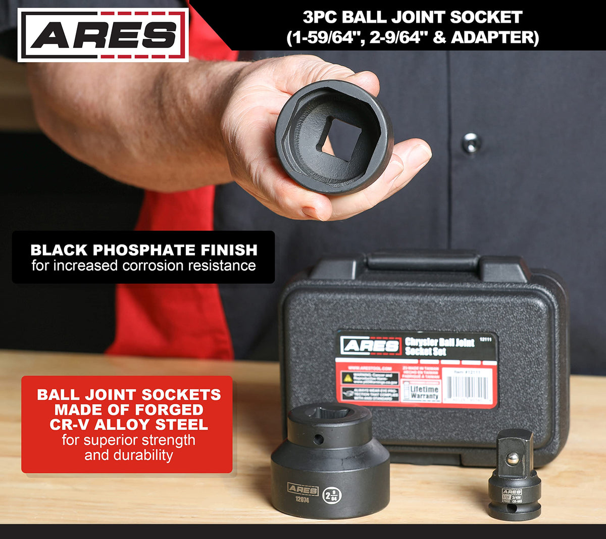 3-Piece Ball Joint Socket Set 3/4-Inch Drive W633347