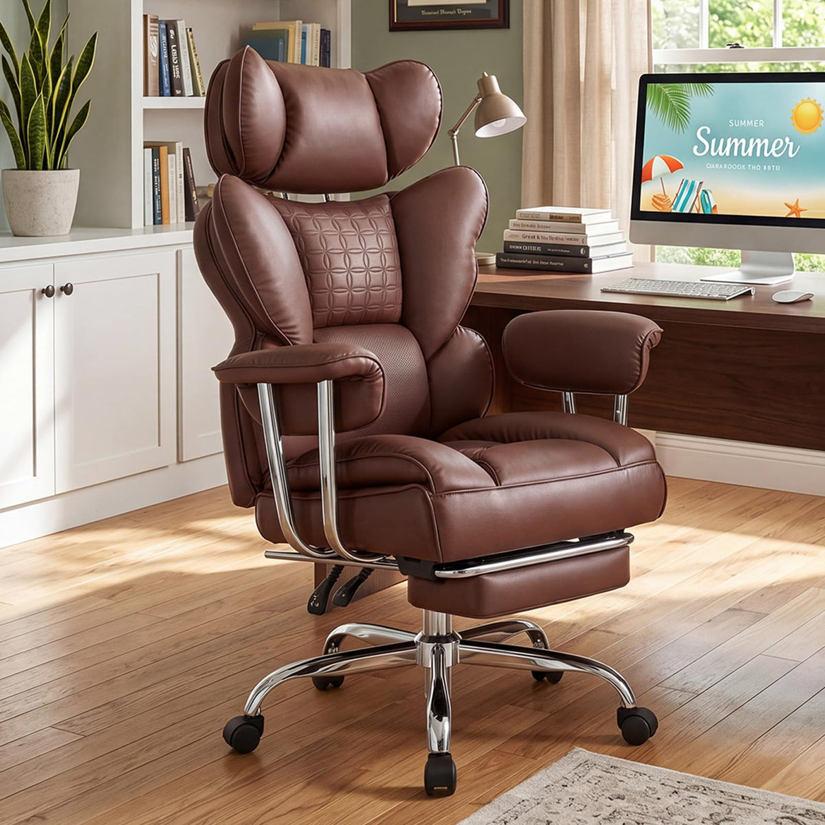 Big and Tall Home Office Desk Chair with Footrest K8842
