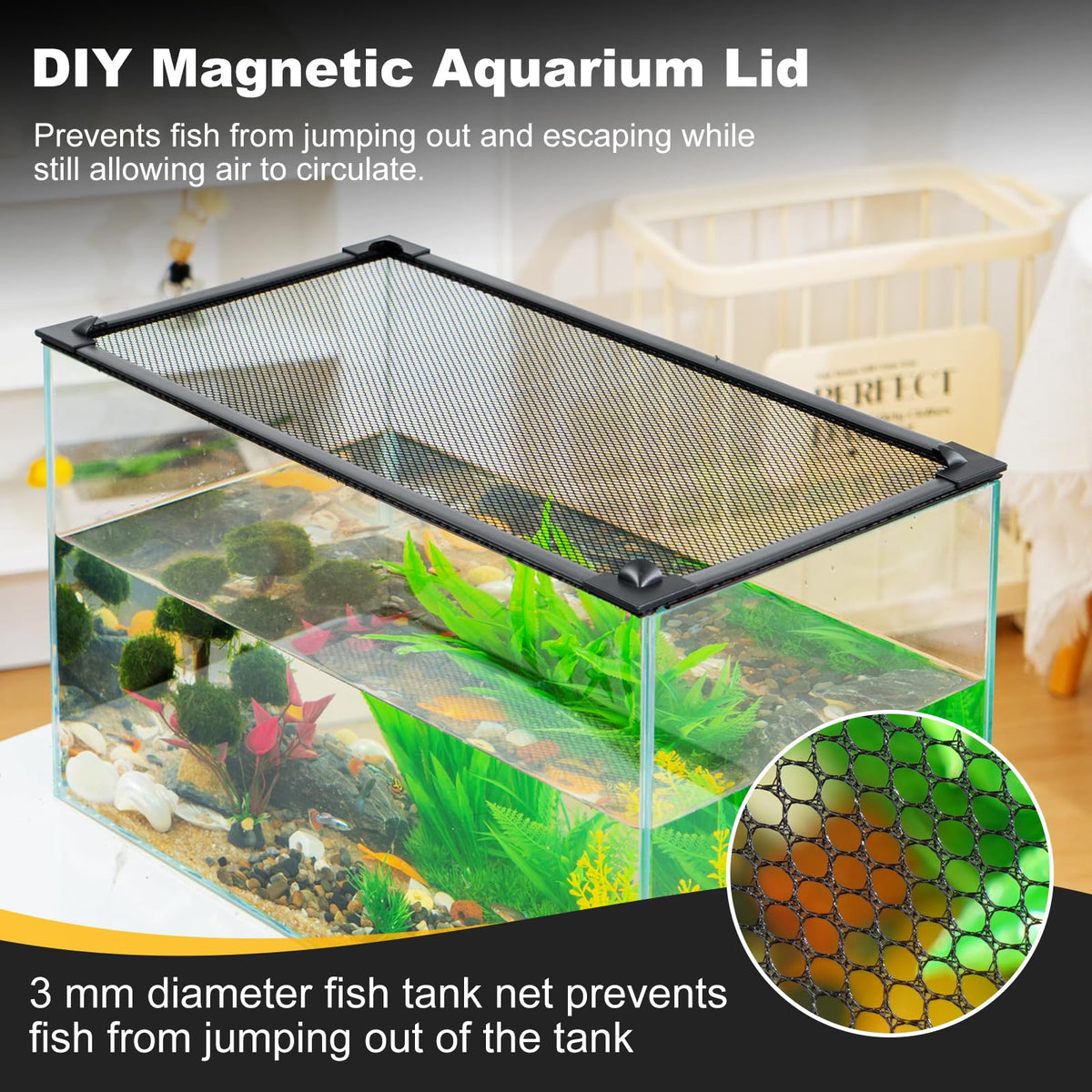 Magnetic Aquarium Lid Anti-Jumping Net Cover F1960