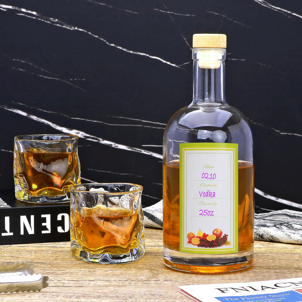 Clear Glass Bottles with T-Top Cork C36604