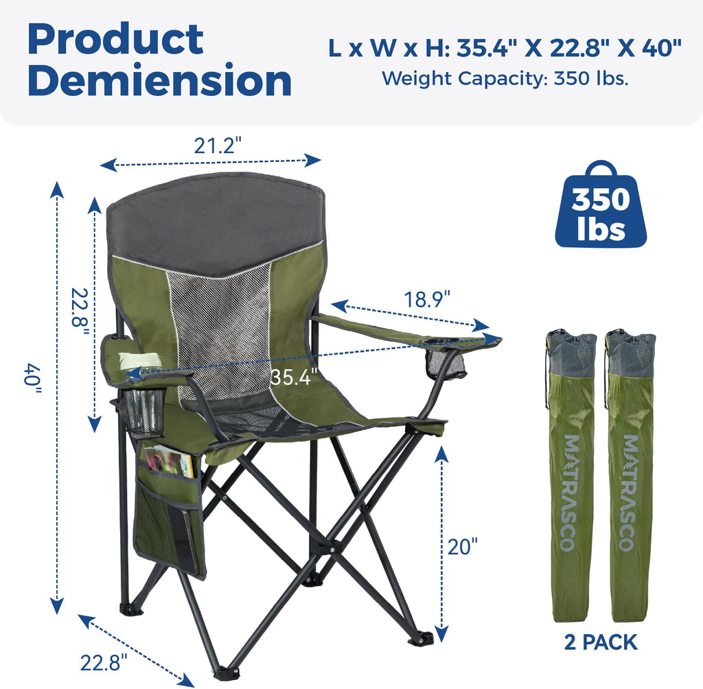 Oversized XL Camping Chair 2-Pack with Mesh Back, Green R35733