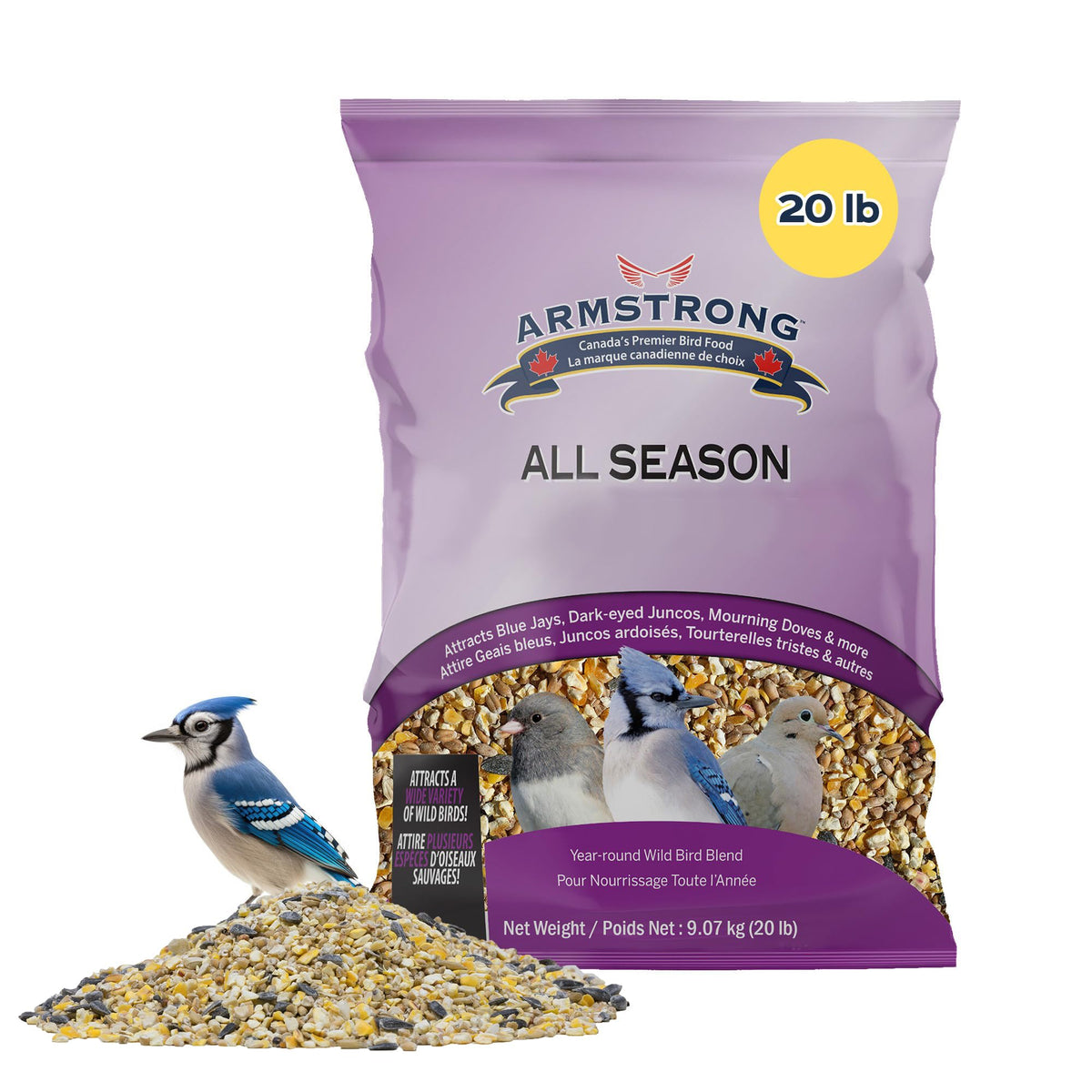 20 Pounds Bird Seed Blend with Cut Corn, Wheat, White & Red Millet, Black Oil Sunflower Seeds T2660
