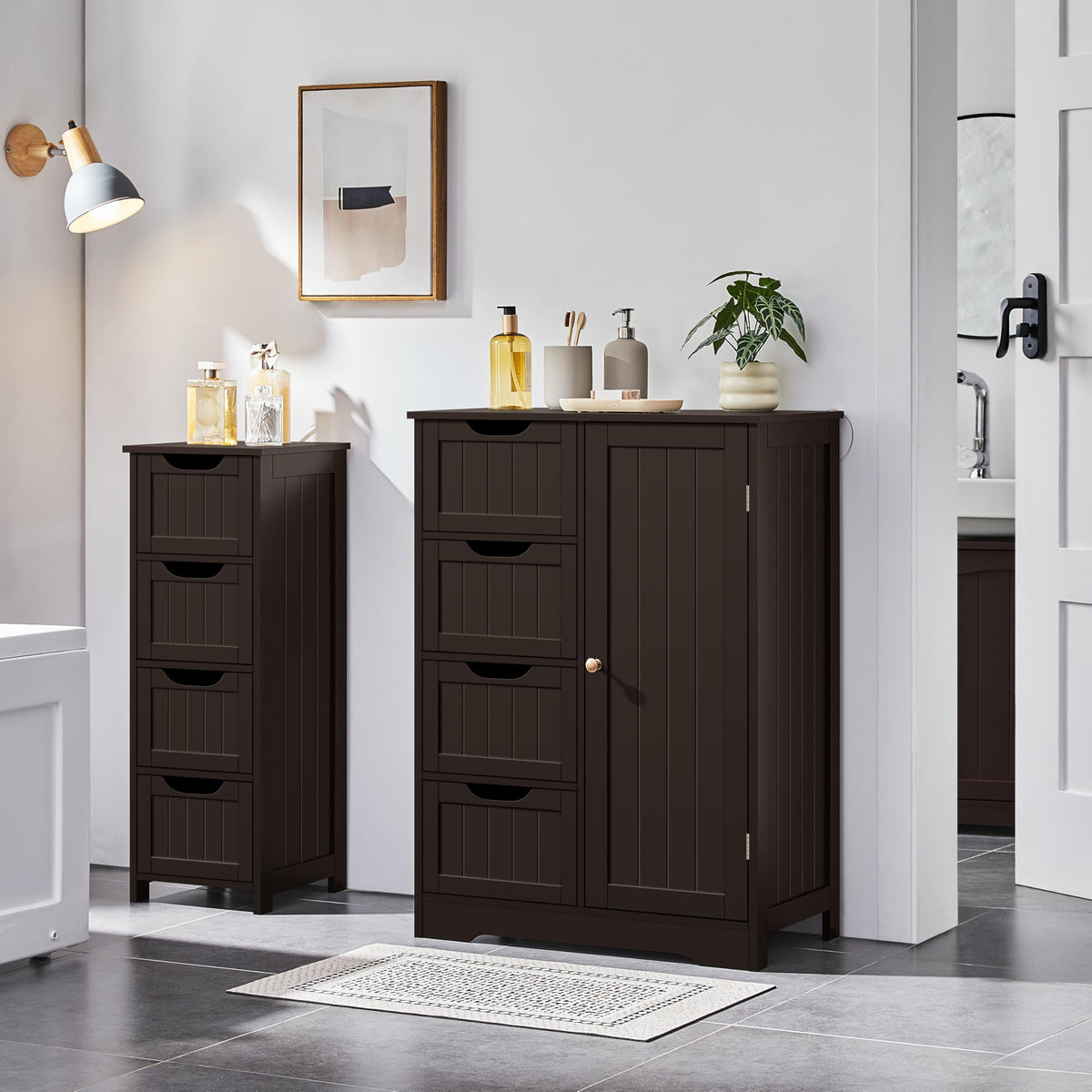 Espresso 4 Drawer Bathroom Storage Cabinet V88936