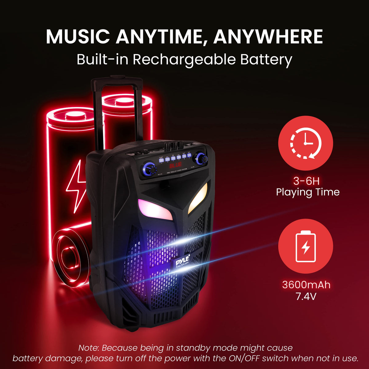 Portable Bluetooth PA Speaker System 600W 10” with 2 Wireless Microphones B82184