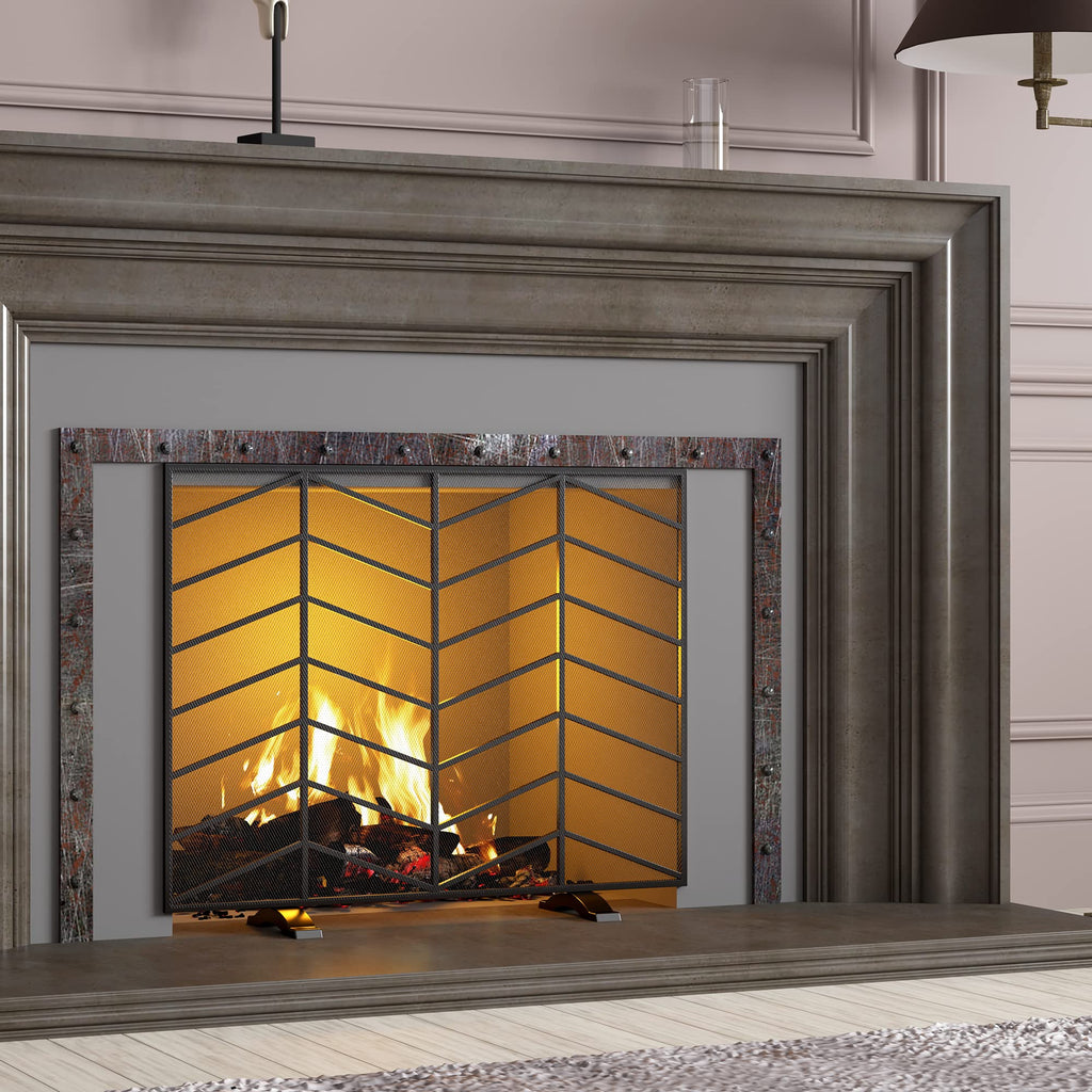 Iron Chevron Fireplace Screen T366200