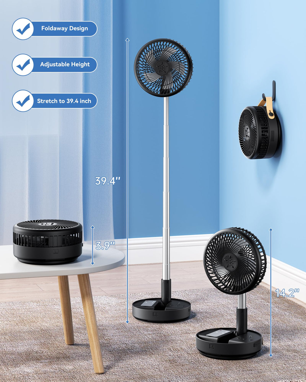 Portable Oscillating Travel Fan with Remote G995741