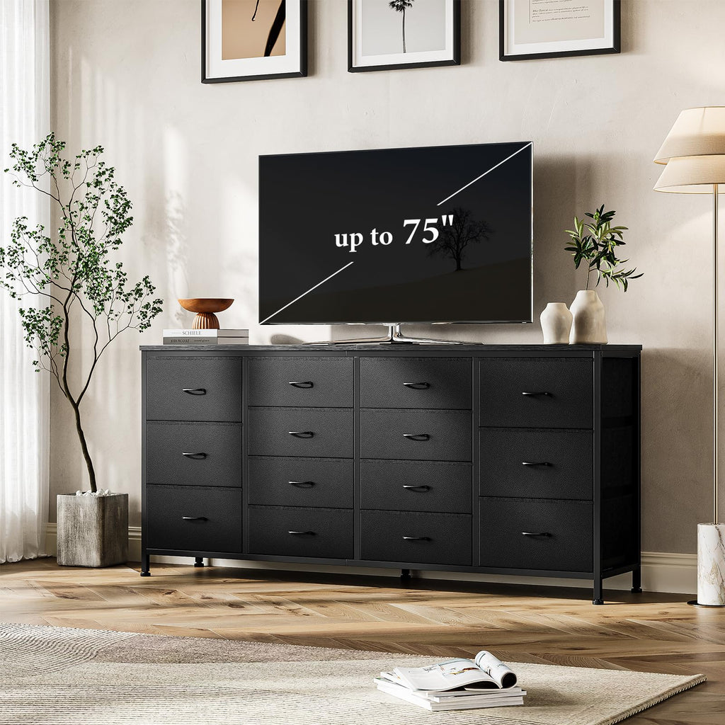 Black 14 Drawer Dresser TV Stand M84401