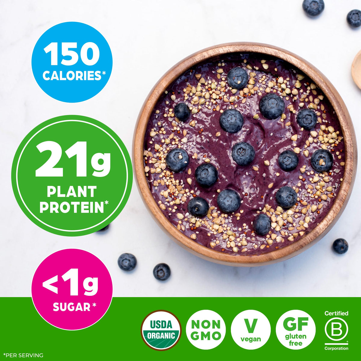 Organic Vegan 21g Protein Powder Vanilla Bean 1.02 lb U1224