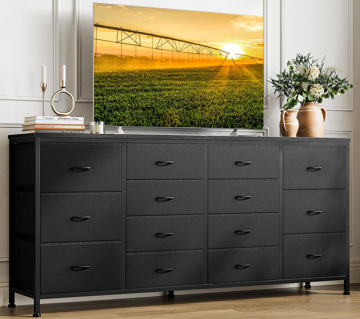 Black 14 Drawer Dresser TV Stand M84401